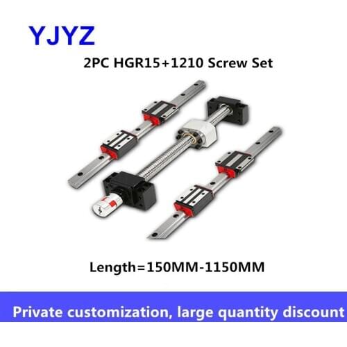 1210 Ball Screw Linear Guide Rail Kit HGR Linear Guide Slider Screw Complete flange type slider square slider, L = 150MM-1150MM