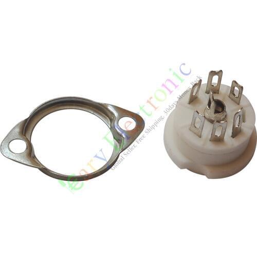 Wholesale and retail 50pc 6pin Ceramic vacuum tube sockets valve HIFI audio amplifier DIY radio parts free shipping