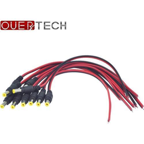 OUERTECHDC Power Connector Cable 10Pcs 2.1x5.5 mm 12V Monitor Connector CCTV Security Camera Power Pigtail Male Cable