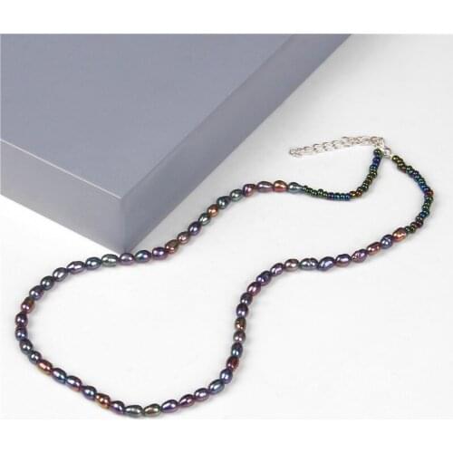 Fashion Black Natural Small Pearl Necklace Men Women Freshwater Pearl Beaded Chocker Necklace Female Male Jewelry Party Gift