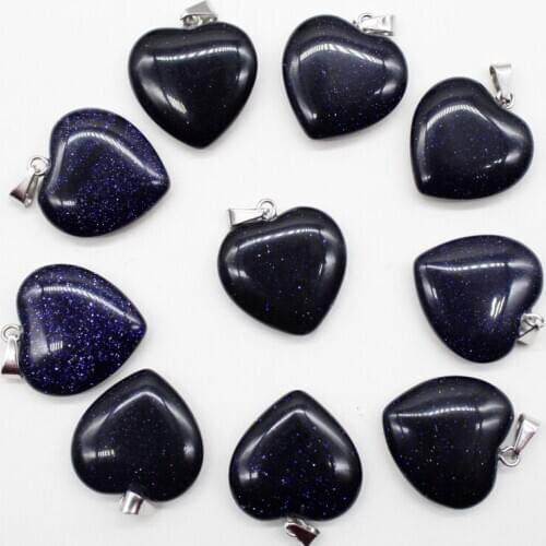 Wholesale 50pcs 20mm high quality natural Blue sand stone heart pendant for DIY jewelry making necklace pendants