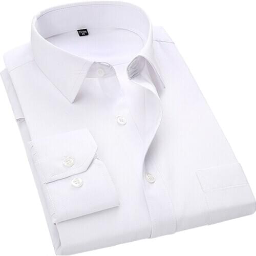 Mens Business Casual Long Sleeved Shirt White Blue Black Smart Male Social Dress Shirt Plus 4XL 5XL 6XL 7XL 8XL Large Size