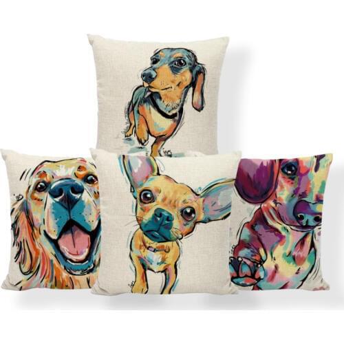 Cute Pet Dog Cushion Cover Than Xiongji Doll Golden Retriever Home Decoration Pillowcase Bajidu Hound Schnauzer Polyester Pillow