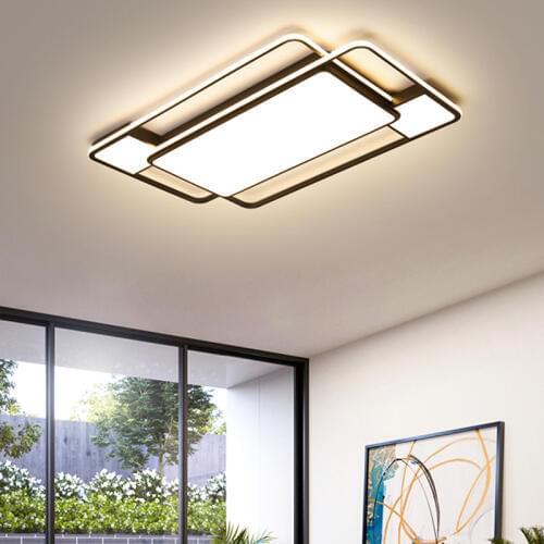 Modern LED Ceiling Lights For Living Room Bedroom Home Lighting Fixtures Black Square surface mounted Ceiling Lamp AC85-265V