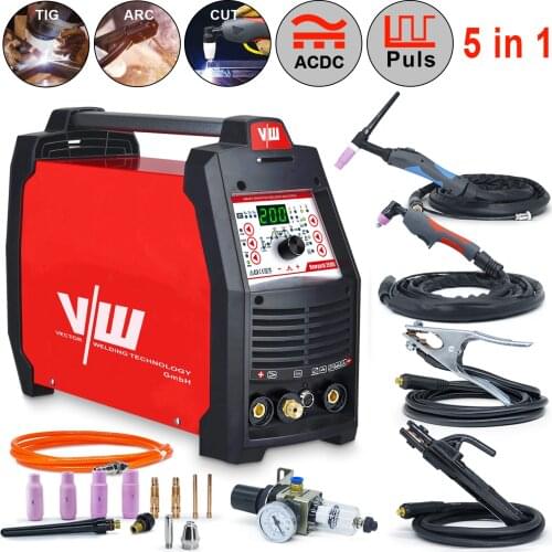 Plasma Cutter TIG AC DC tig welder 5 in 1 welder welding machine 200A TIG MMA AC/DC tig welder aluminium Pulse