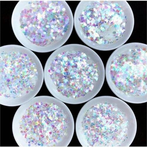 10g DIY Ultrathin Heart Round Symphony Glitter Sequins Jewelry Stuff Size Mix AB Nail Art Flakes Star Holographic Resin Craft