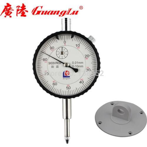 Guanglu Dial Indicator 0-10mm 0.01mm Shock Proof Dial Test Gauge with Lug Back Precision Micrometer Measuring Tools