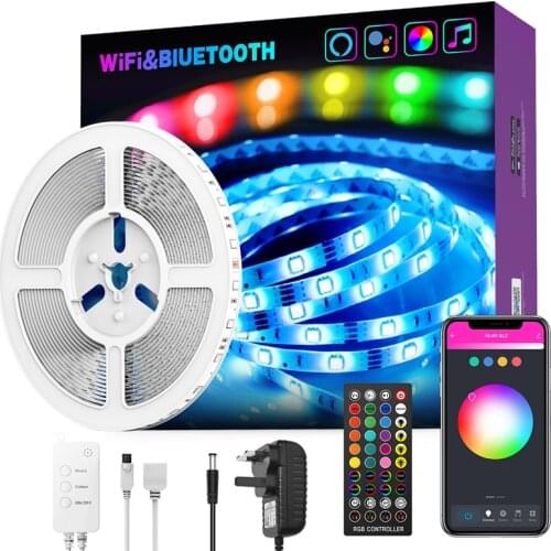 UK regulatory plug Christmas Party Smart Wireless Remote Control Music Dance WiFi Bluetooth LED Color Light Strip 5 m RGB