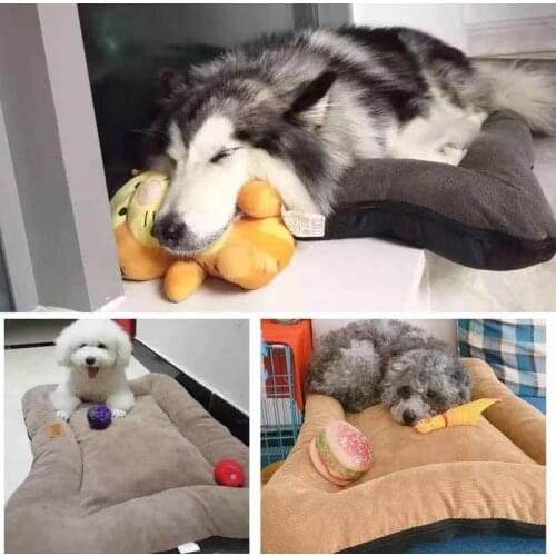 Corduroy Dog Bed Crate Mats Pad Cat Beds Pet Mat Sofa Kennel Sleeping Matteress with Removable Cover Soft Cushion for Large Dogs