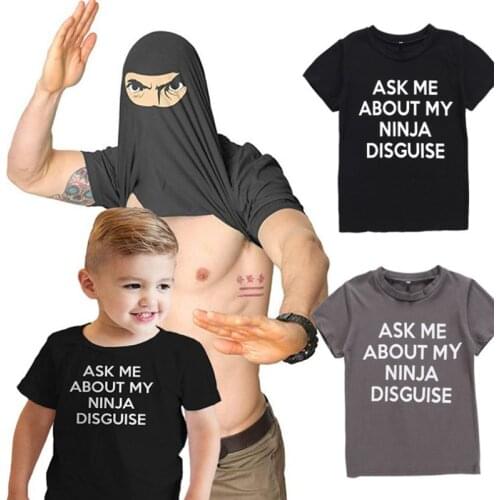 WONTIVE Ask Me About My Ninja Disguise T-Shirts Tees Parent-child Interaction Game Tops for Men Tshirt Boy Shirts Clothing Kid