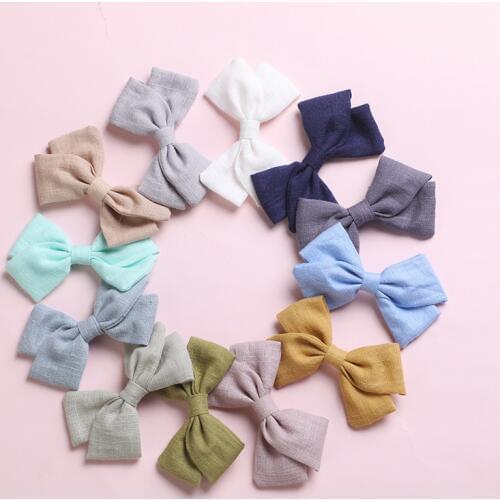 Cotton Linen Fabric Bow Hair clip or Nylon Headband, Baby girls sailor bow Hairbands for Birthday Party Gifts Hair Accessories