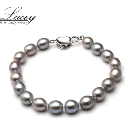 Natural Freshwater Pearl Bracelets Bangles For Women,Fashion Gray Pearl Beads Bracelets Jewelry Valentines Day Gift