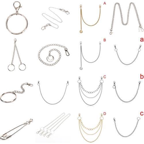 1PCS Rock Punk Jeans Keychain New Metal Trousers Pant Chain Wallet Belt Silver Ring Clip Keyring HipHop Trendy Jewelry