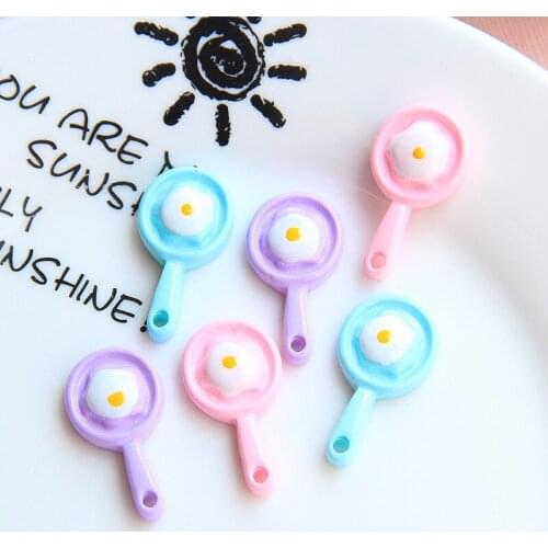 10Pcs Simulation Pan Fried Eggs Flatback Resin Cabochon Miniature Dollhouse Play Toys DIY Scrapbooking Accessories Phone Decor