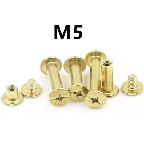 100pcs/lot cross-shaped tactics screw M5 Plate with copper carbon steel Filial-female Knife book furniture rivet
