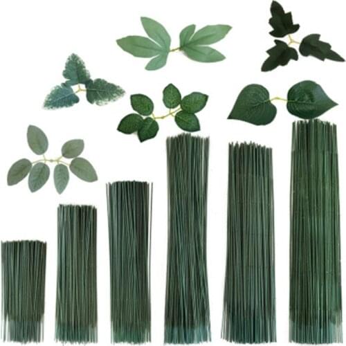 100PCS Plastic Fake Flower Stick Stub Stems Paper Floral Leaves Artificial Flower Stub Stems Craft Decor Soap Flowers Stem