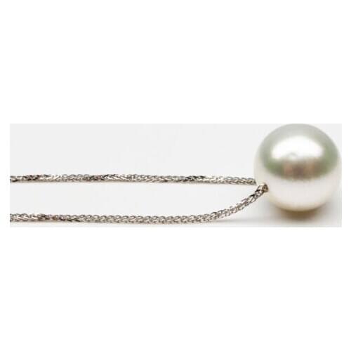 11-12mm Round White Genuine South Sea Pearl Necklace Solid White Gold AU750>Selling jewerly free shipping