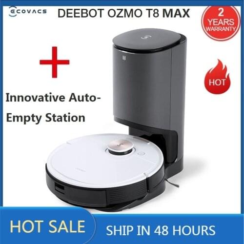 2021 ECOVACS DEEBOT OZMO T8 MAX With Innovative Auto-Empty Station Sweeping and Mopping Robot Vacuum Cleaner APP Remote Control