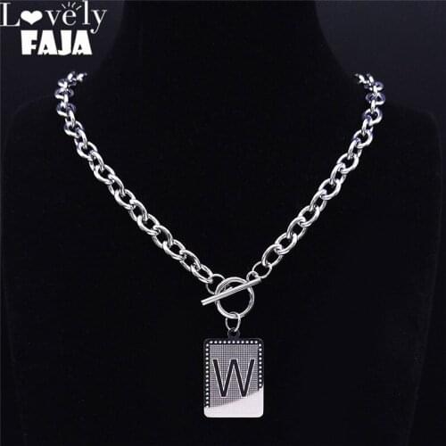 2021 Hip Hop Stainless Steel W Letter Choker Necklaces Silver Color Geometry Necklace Jewelry acier inoxydable bijoux NXH200WS03