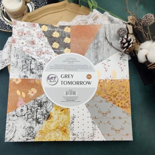 12inch Grey Tomorrow Gold foil 24 sheets printed patterns scrapbook paper origami paper DIY gift Card Making Handmade Home deco