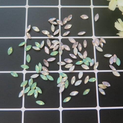 5pcs/bag Cute 4*8MM Opal White/Pink/Green Color Point-Back Horse-Eye Shape Crystal Gem Stone Nail Art Gem RM26