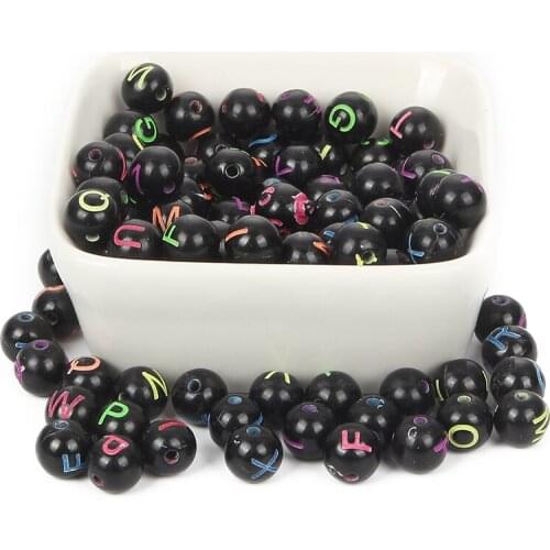 50Pcs Mixed Round Colorful Letter Acrylic Bead For Jewellery Marking Loose Spacer Bead Bracelet Necklace Charm Jewelry Finding