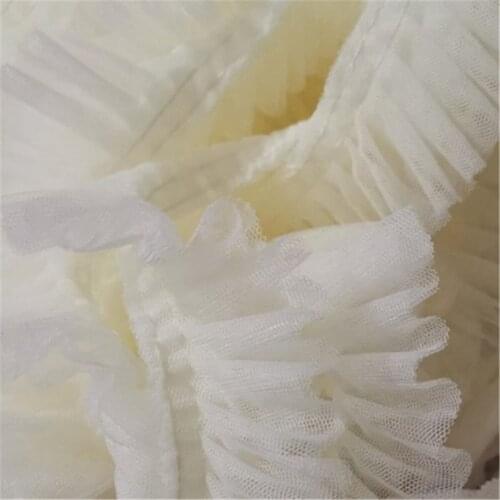50cm Pleated Gauze Lace Ruffle Edge Tulle Trims Dress Sewing Craft 1.95'' Width