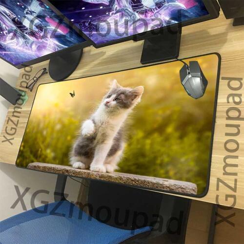 XGZ Animal Cat Butterfly Custom Large Mouse Pad Black Exquisite Lock Edge Computer Table Mat Rubber Non-slip for Lol Dota Gamer