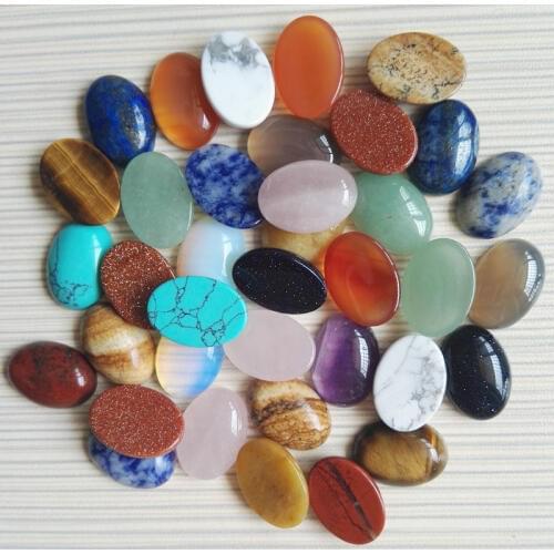 Wholesale 50pcs 13*18MM assorted Natural Stone beads Oval shape CABOCHON CAB loose Beads for jewelry making DIY Free shipping