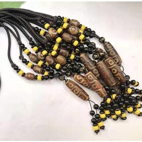 72 Tibetan Dzi Beads 21 Eyes Handmade Necklace Sweater Chain Sky Rope Braided Necklace Nine Eye Dzi Beads Pendant