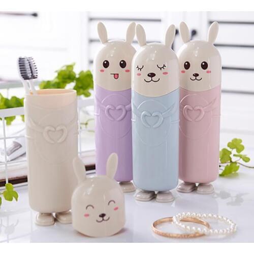 Cute Rabbit Toothbrush Toothpaste Holders Travel Portable Tooth Brush Cover Case Cartoon Toothbrush Box Bathroom Container