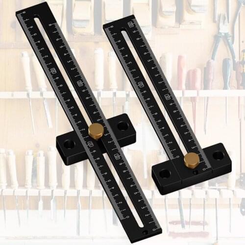 Woodworking aluminum alloy T ruler scriber hole ruler marking ruler Measuring tools scribe line carpentry DIY tools
