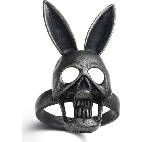 Harong Long Ear Rabbit Rings Skull Skeleton Bad Bunny Exquisite Rings Punk Band Lovers Ring Jewelry Women Gift Halloween Costume