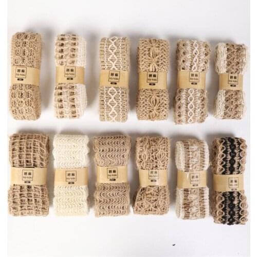 12 rolls* 2m Jute Ribbon Vintage Burlap Lace Trim width For Home Wedding Party Supplies DIY Decoration Handmade Crafts mss05