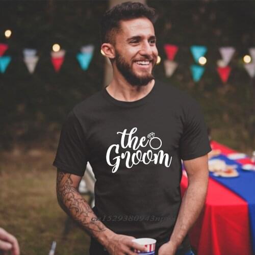 The Groom Print Mens Cotton Tshirt Harajuku Bridegroom Wedding Party Groom Team Short Sleeve T Shirts Male Fashion T-Shirt