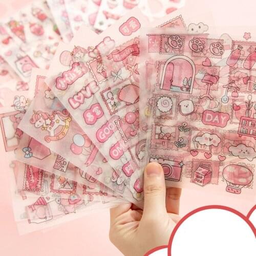 SaYing 20 Sheets Cute Strawberry Cherry Blossom Mobile Phone Water Cup Hand Account Sticker Hand Account Material Ins Stickers