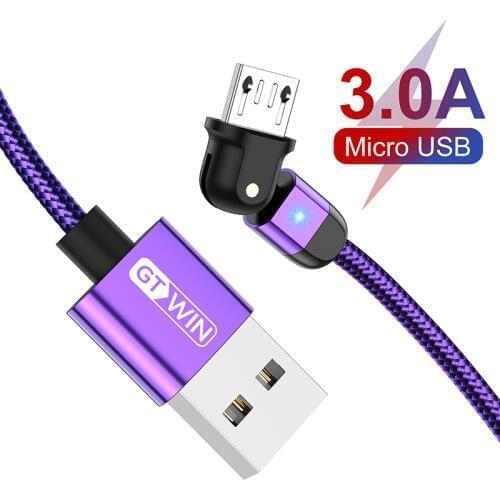 GTWIN Micro USB Cable 3A Fast Charging micro usb cable 2m 90/180 degrees for OPPO Xiaomi Redmi Tablet Android Mobile Phone Charg