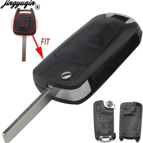 Jingyuqin 2 Buttons Remote Modified Flip Folding Car Key Fob Shell Case For Opel Montana Vectra Agile Novo Corsa HU100 No Logo