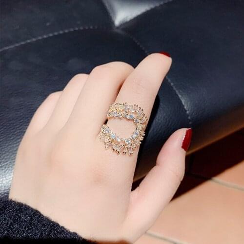 Japanese Light luxury cold wind zircon ring Red fashion index finger ring