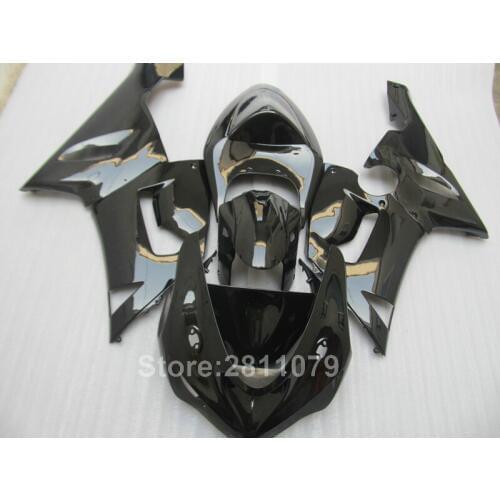 Aftermarket body part fairing kit for Kawasaki Ninja ZX6R 05 06 glossy black fairings set ZX6R 2005 2006 KY11
