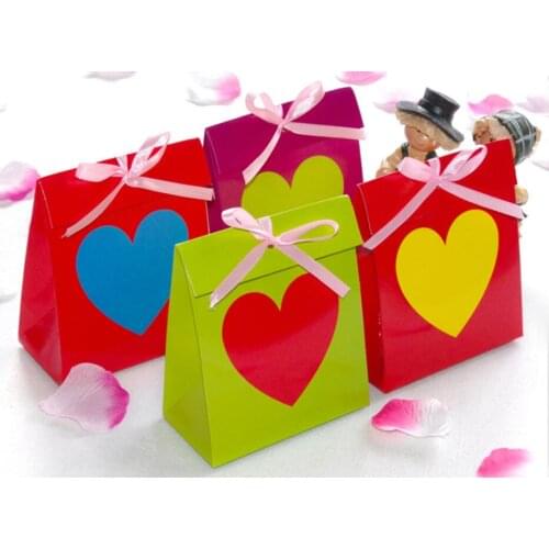 Big size colorful heart wedding/marriage party favor candy box, dragee, caixa de doces, festa bomboniere package, 50PCS