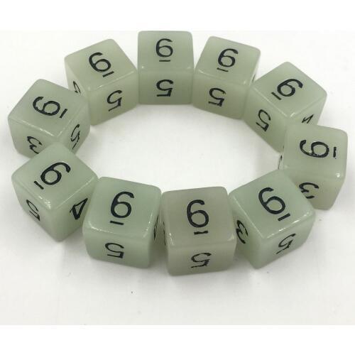 Rollooo Dice 10 Pcs/ Set Glow In The Dark D6 Glowing D&D
