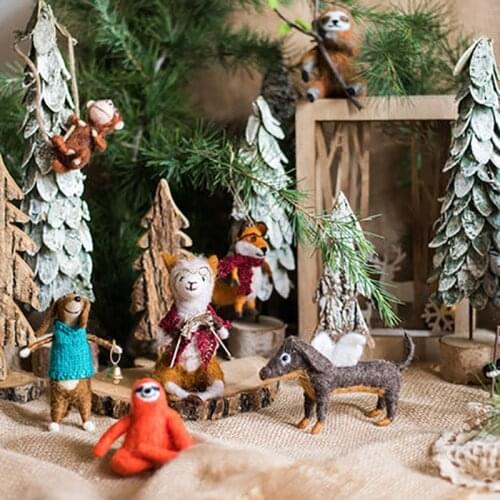 Figurine Mini Wool Felt Doll Animal Home Figurine For Home Decoration Accessories Wool Sheep Hedgehog Home Decor As Gifts