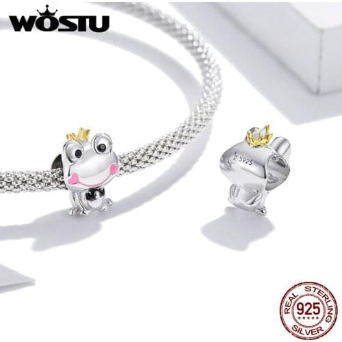 WOSTU New Gentle Frog Charms 925 Sterling Silver Love Hug Lovely Bear Bead Charm Fit Original 925 Bracelet Fine Jewelry DXC1769
