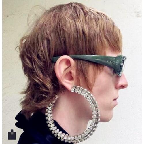 New Arrival Shiny Rhinestone Hoop Earrings For Women Fashion Jewelry Maxi Ladys' Statement Earrings Accessories Hot Sale