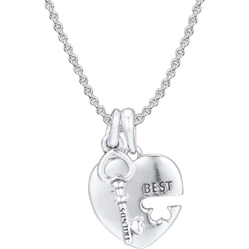 Fits Pandora Bracelet Best Friends Heart Pendant Charms 925 Original Sterling Silver Women Beads DIY Jewelry Making Kralen