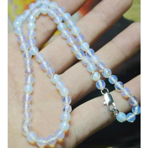 Handmade 6mm Natural Moonstone Faceted Round Beads Necklace 18''AAA