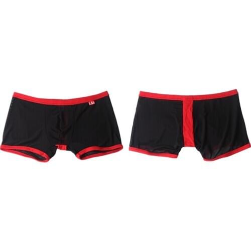 Sexy Men Underwear Transparent Mesh Boxers Shorts Man Patchwork Low-rised U Convex Pouch Underpants ropa interior hombre M-XL