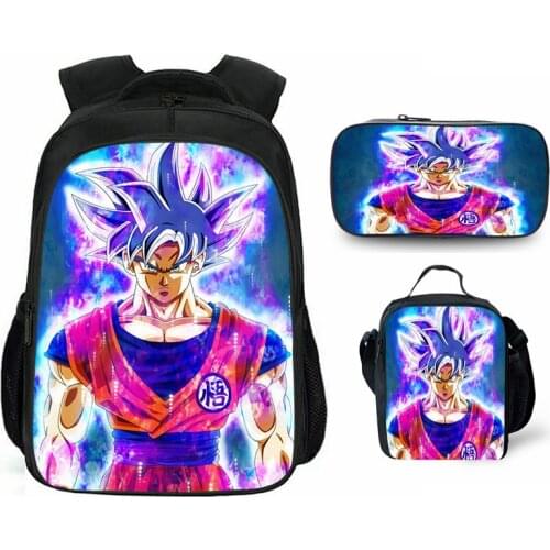 Anime cartoon dragon ball student school bag pen bag small backpack three-piece set of school gifts