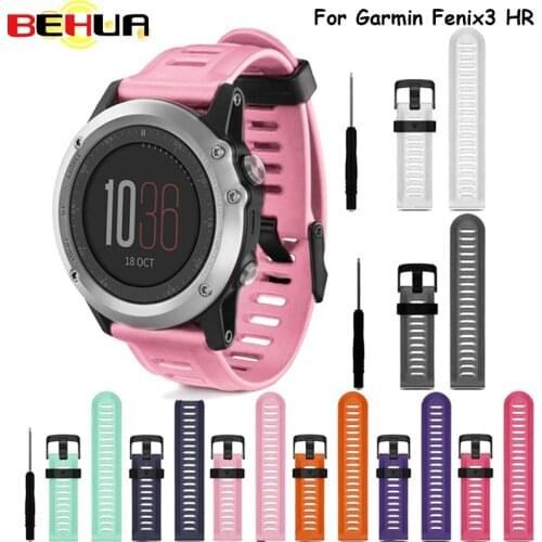 26mm watch Band Width Outdoor Sport Silicone wrist Strap Watchband Replacement bracelet watch for Garmin Fenix 3 3 HR Colorful